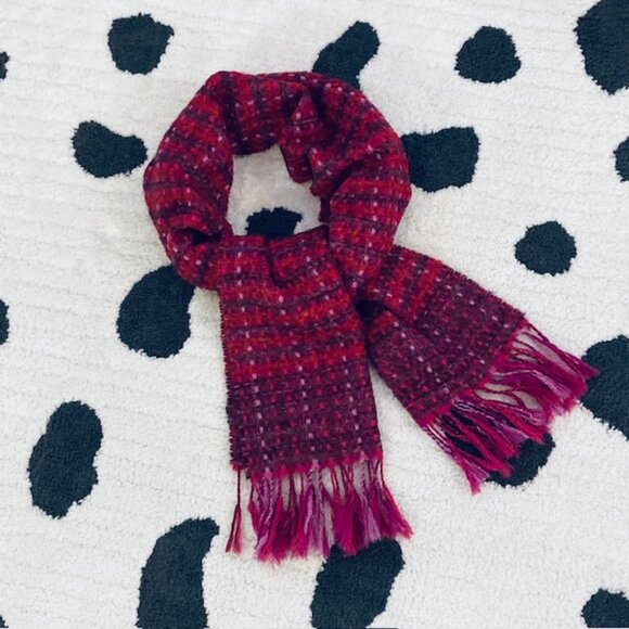 Victoire Mathieu Paris Vintage Pink Purple Metallic Wool Blend Designer Scarf - Picture 5 of 9